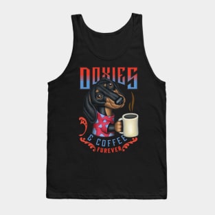 funny coffee drink Doxies  dachshund and Coffee fur baby drinker Tank Top